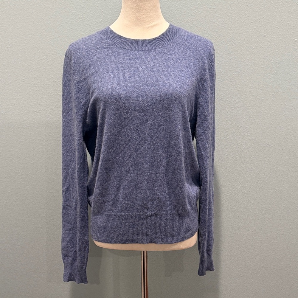 Antonio Melani Open Back Blue Cashmere Crewneck Sweater Large